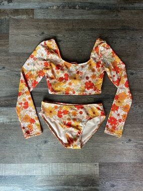 art class 2-Piece Swim Suit - Orange, Yellow & Cream Floral